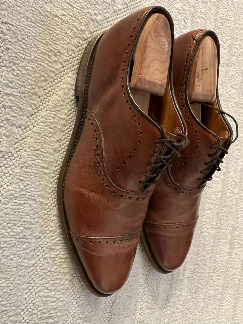 Allen Edmonds Brown Leather Cap-Toe Brogue Oxfords